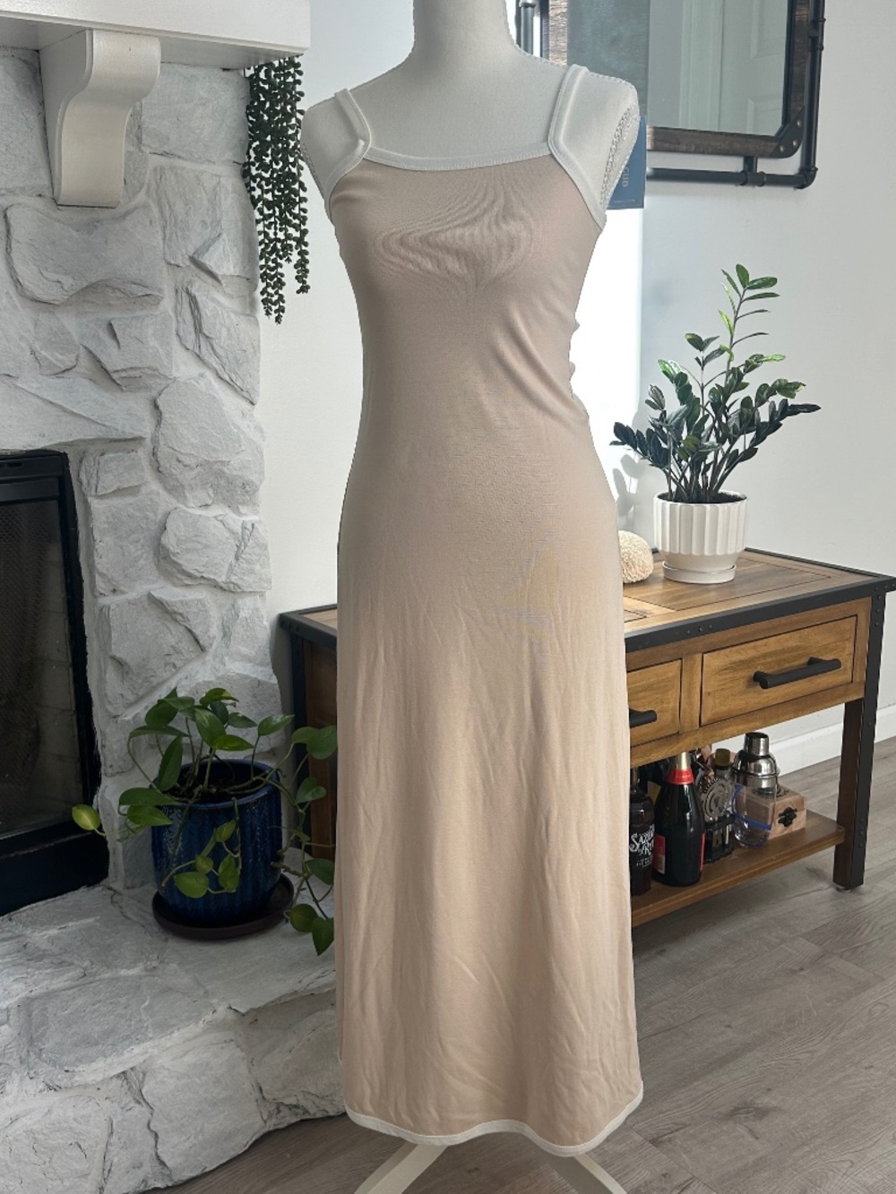 Beige classic dress